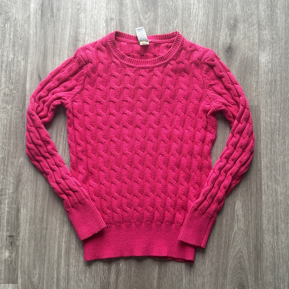 Gap Womens Pink Cable Knit Crewneck Sweater Size M Fuchsia Long Sleeve
